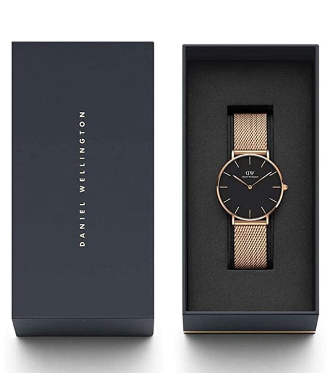 Daniel Wellington Petite Unisex Black Round Dial Analog Watch - DW00100303K