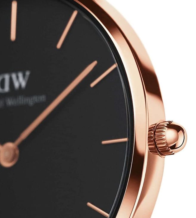 Daniel Wellington Petite Unisex Black Round Dial Analog Watch - DW00100303K