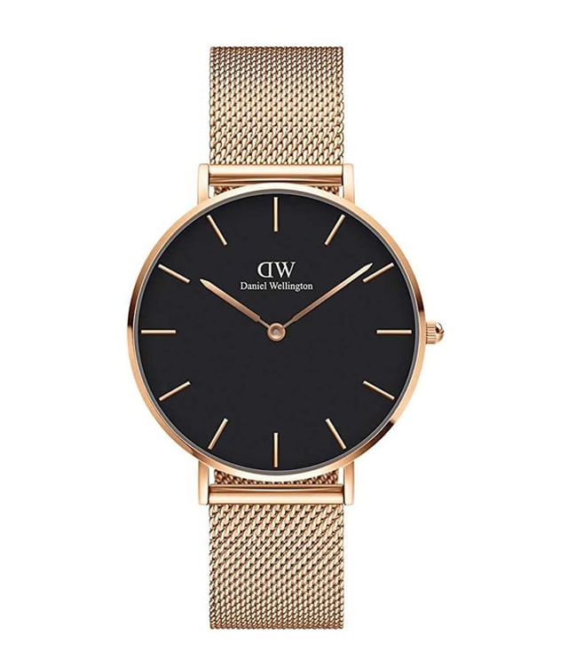 Daniel Wellington Petite Unisex Black Round Dial Analog Watch - DW00100303K