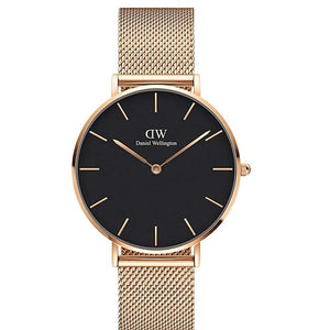 Daniel Wellington Petite Unisex Black Round Dial Analog Watch - DW00100303K