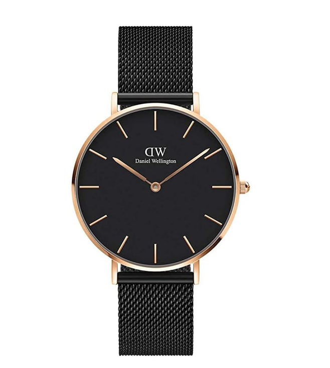 Daniel Wellington Petite Unisex Black Round Dial Analog Watch - DW00100307K