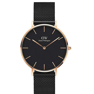 Daniel Wellington Petite Unisex Black Round Dial Analog Watch - DW00100307K