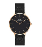 Daniel Wellington Petite Unisex Black Round Dial Analog Watch - DW00100307K