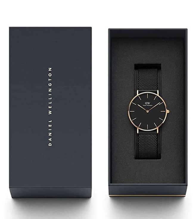 Daniel Wellington Petite Unisex Black Round Dial Analog Watch - DW00100307K
