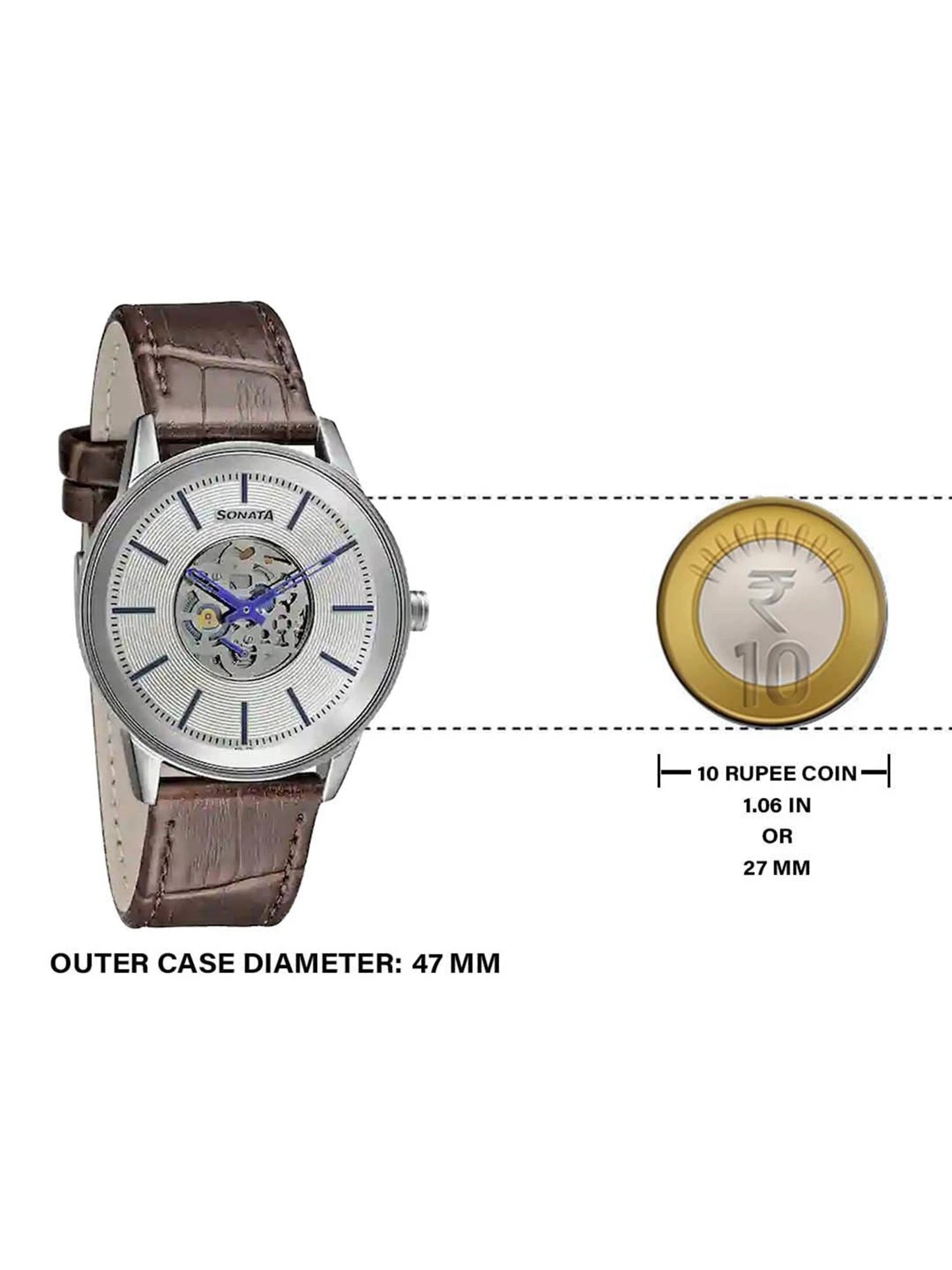 Sonata Quartz Multifunction Silver Dial Leather Strap Watch for Men 7133sl01