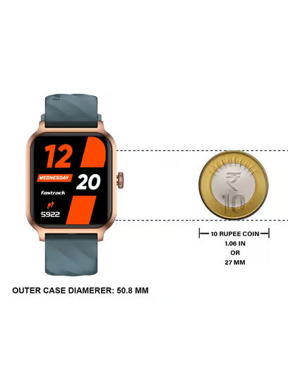 Fastrack Rave FX2 with 4.64 cm UltraVU HD Display, SingleSync BT Calling, Functional Crown with Teal Strap 38138pp03