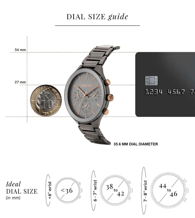 Police Quartz Multifunction Grey Dial Metal Strap Watch for Men NEPL15936JSGY13M