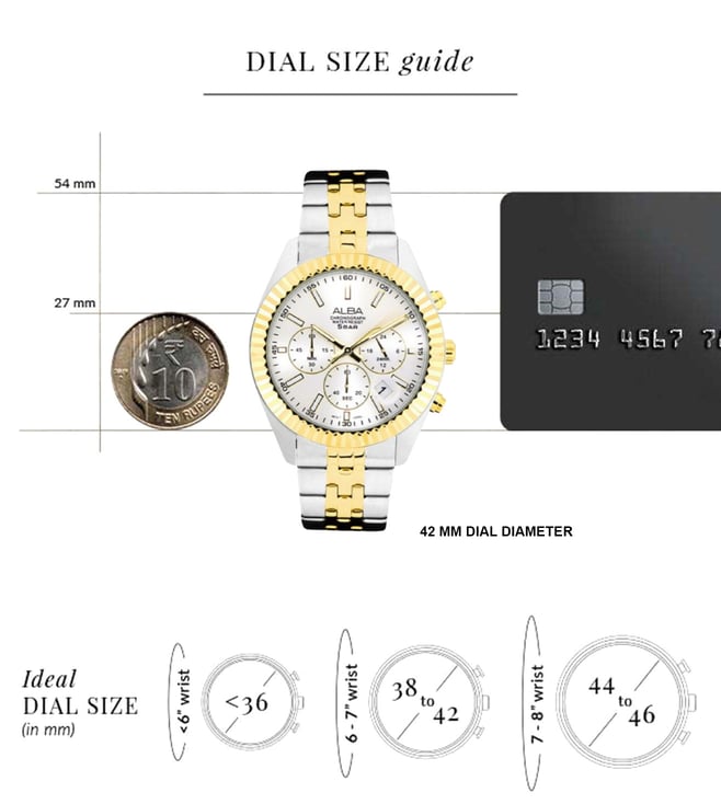 ALBA White+Gold Dial Chronograph AT3H14X1