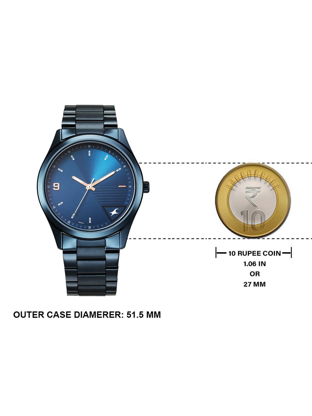 Fastrack Stunners Quartz Analog Blue Dial Blue Metal Strap Watch For Guys - 3317QM01 - KRISHNA WATCH COMPANY