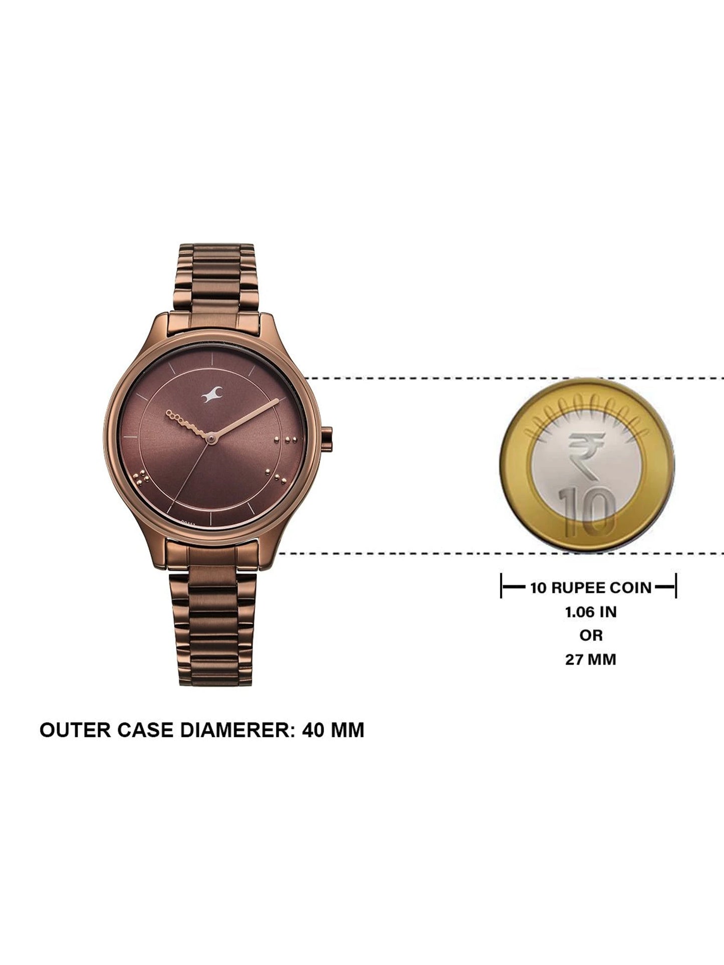 Fastrack Stunners Quartz Analog Brown Dial Brown Metal Strap Watch For Girls 6296qm01