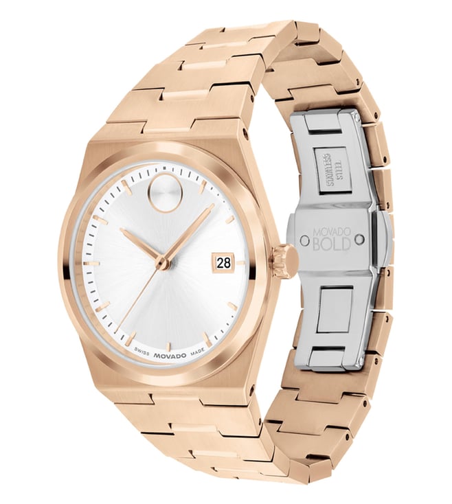 Movado Bold Quest Swiss Qtz White Round Dial Women's Watch - 3601188