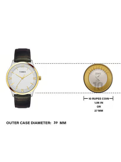 Timex Men Silver Round Analog Brass Dial Watch- TW0TG6522