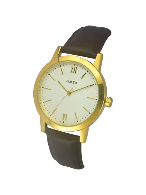 Timex Men Silver Round Analog Brass Dial Watch- TW0TG6522