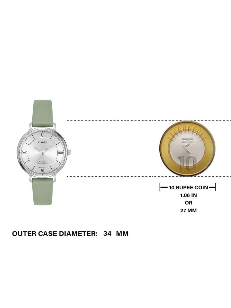 TIMEX Silver Round Dial Quartz Analog Watch For Women TWEL15819