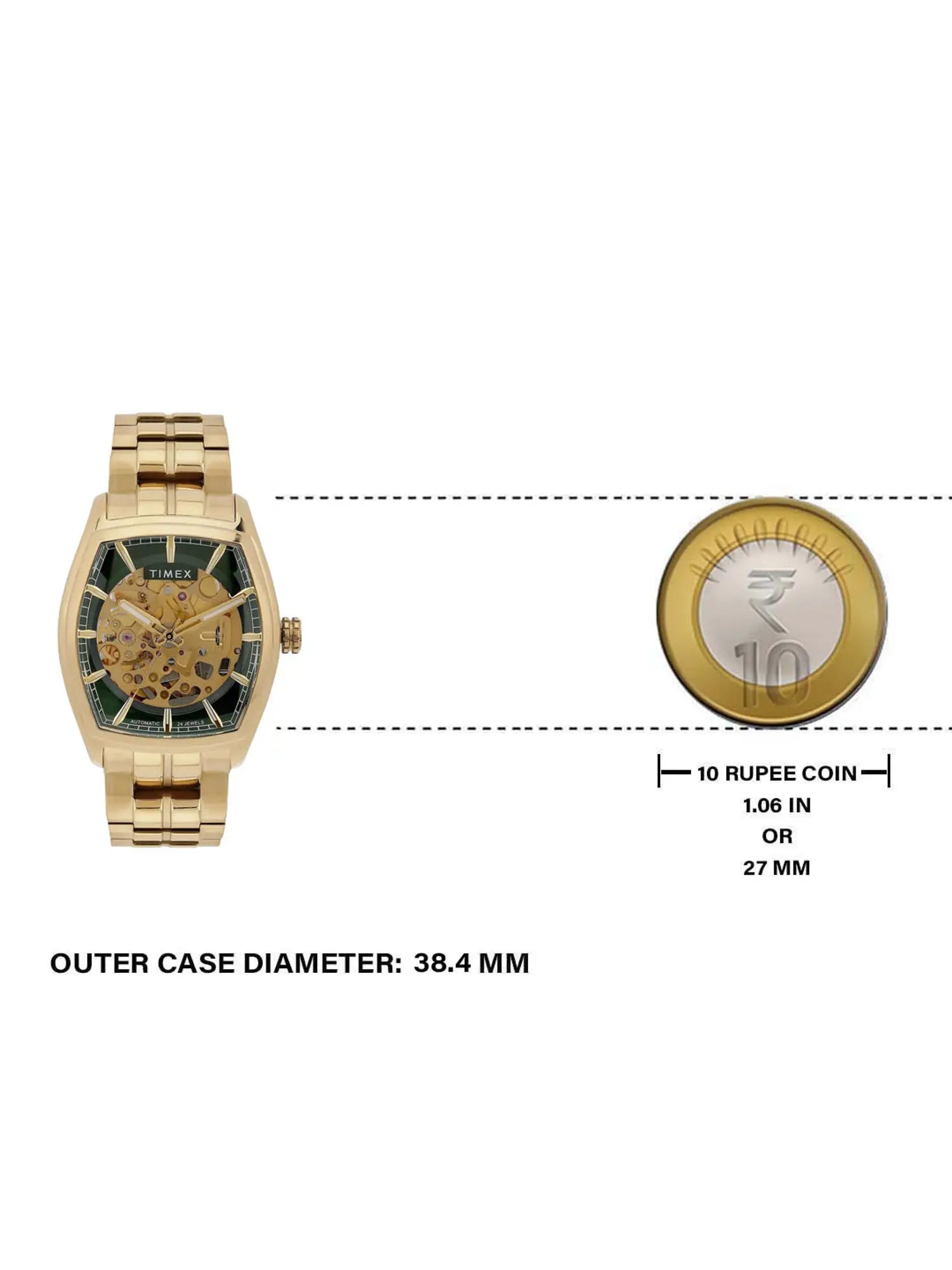 Timex Automatic Green Tonneau Dial Stainless Steel Men's Watch - TWEG25902