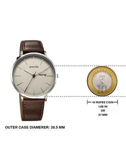 Sonata Ascent Quartz Analog with Day and Date Watch For Men 77150sl05