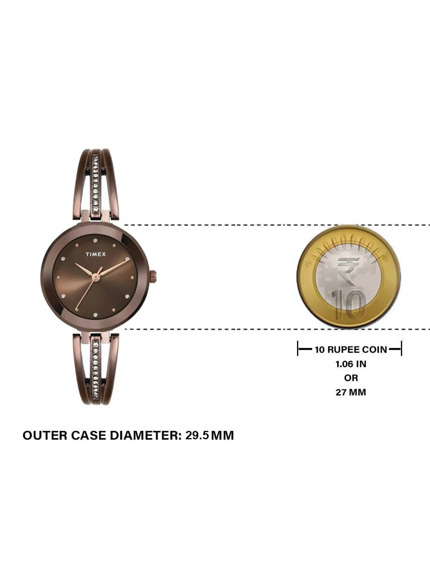 Timex Trendline Round 30mm Brown Dial Analog Women Watch - TWTL10324