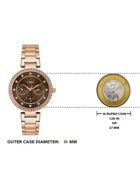 TIMEX Brown Round Dial Analog Women's Watch - TWEL18721