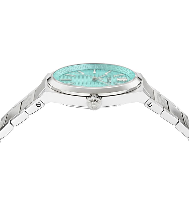Versace Light Blue Asymmetrical Dial Analog Men's Watch - VE0F00225