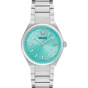 Versace Light Blue Asymmetrical Dial Analog Men's Watch - VE0F00225