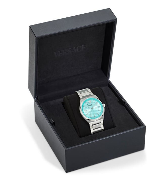 Versace Light Blue Asymmetrical Dial Analog Men's Watch - VE0F00225