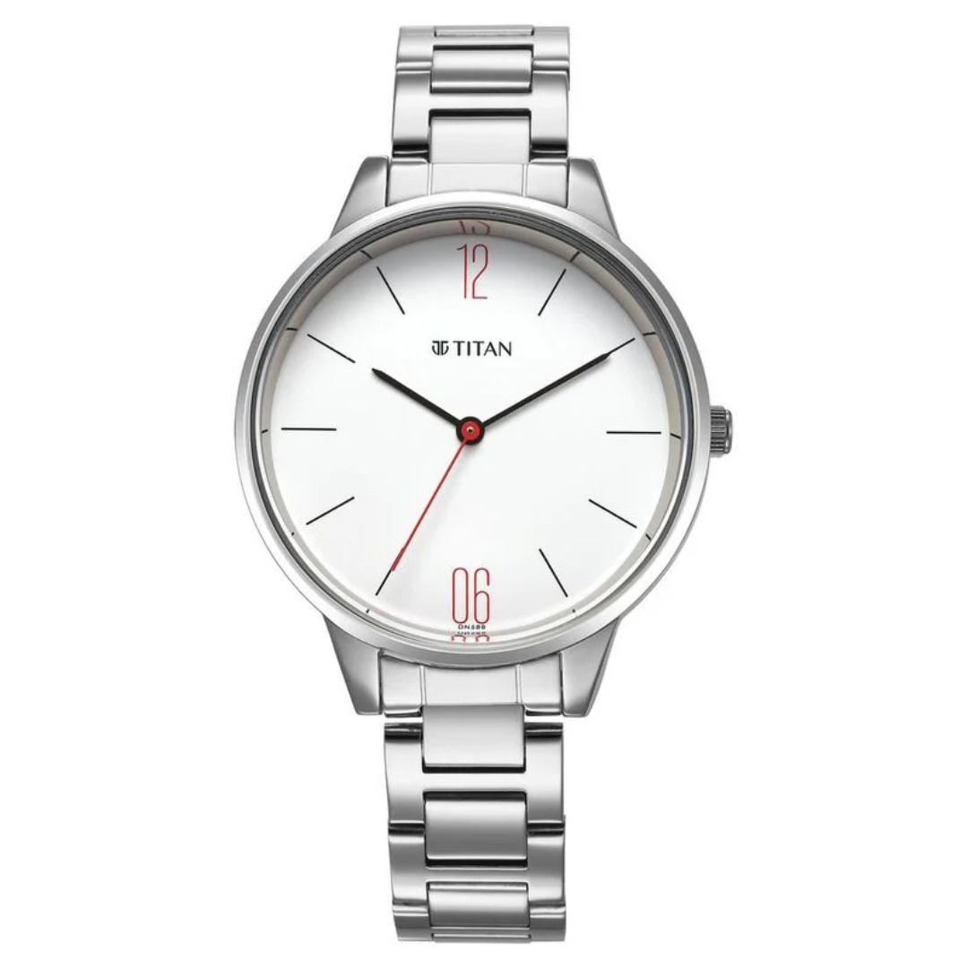 Titan Quartz Analog White Dial Watch for Women 2648sm09