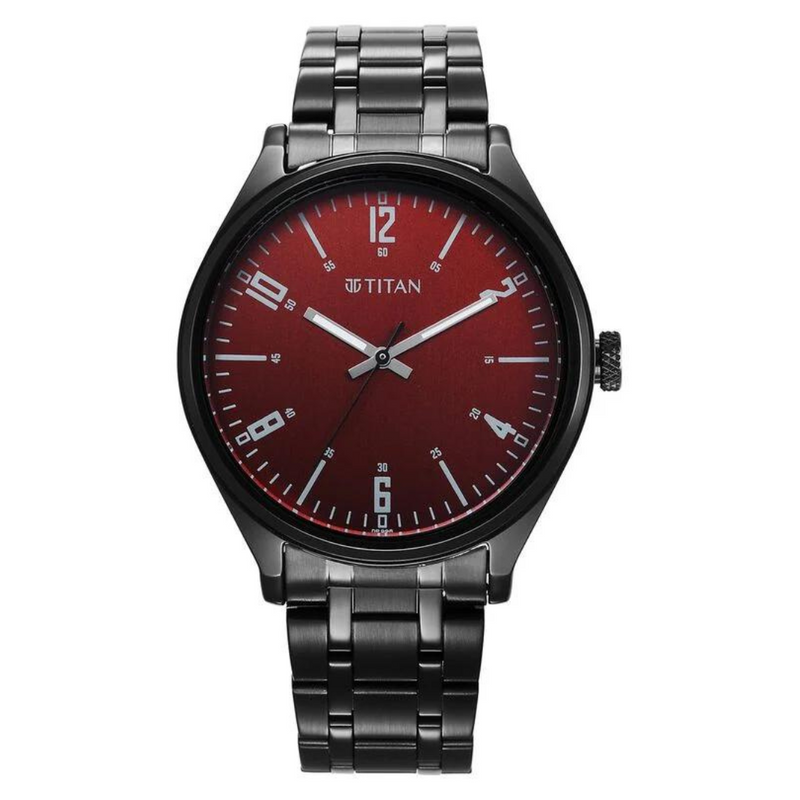 Titan Wrist Wit Quartz Analog Brown Dial Stainless Steel Strap Watch for Men 1802NM02 - KRISHNA WATCH COMPANY