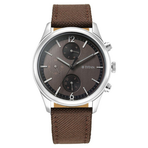 Titan Wrist Wit Quartz Analog with Day and Date Brown Dial Leather Strap Watch for Men 1805SL12 - KRISHNA WATCH COMPANY
