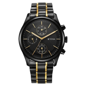 Titan Quartz Analog with Day and Date Black Dial Watch for Men - 1805KM06 - KRISHNA WATCH COMPANY