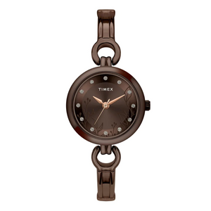 Timex Women Brown Round Analog Brass Dial Watch - TWEL11438 - KRISHNA WATCH COMPANY