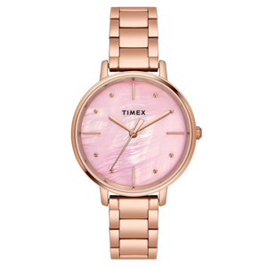 Timex Women Pink Round Analog Brass Dial Watch TWEL15807 - KRISHNA WATCH COMPANY