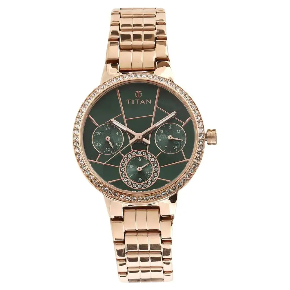 Titan Whimsy Green Dial Multifunction Watch 95058WM01