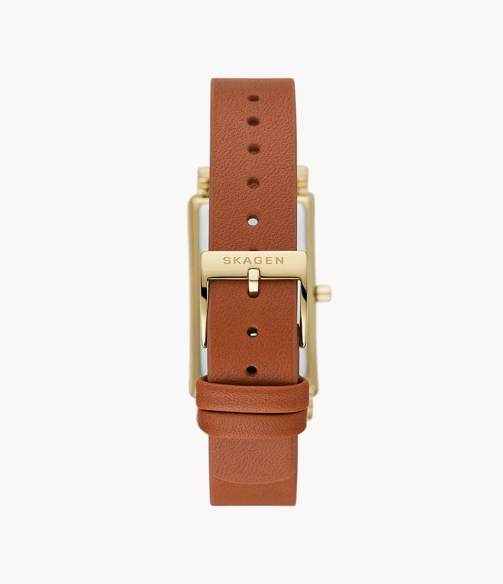 Hagen Three-Hand Brown Leather Tank Watch SKW3097