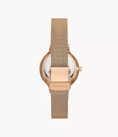 Anita Lille Three-Hand Ombré Mother of Peal Rose Gold Stainless Steel Mesh Watch SKW3107