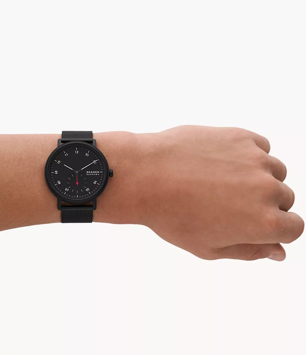 Kuppel Two-Hand Sub-Second Black Stainless Steel Mesh Watch SKW6892