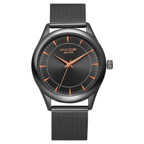 Sonata Poze by Sonata Quartz Analog Grey Dial Stainless Steel Strap Watch for Men SP70020QM03