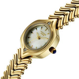 Poze By Sonata Quartz Analog White Mother of Pearl Dial Golden Metal Strap Watch For Women SP80209YM01W