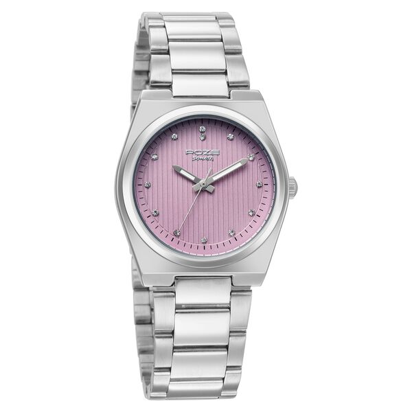 Poze By Sonata Quartz Analog Purple Dial Silver Metal Strap Watch For Women SP80210SM01W