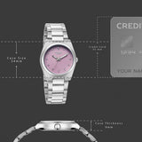 Poze By Sonata Quartz Analog Purple Dial Silver Metal Strap Watch For Women SP80210SM01W