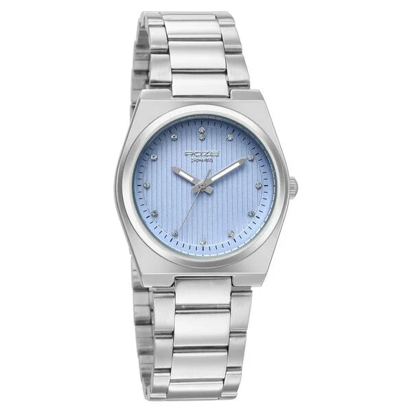 Poze By Sonata Quartz Analog Blue Dial Silver Metal Strap Watch For Women SP80210SM02W