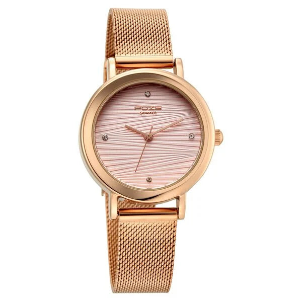 Poze By Sonata Quartz Analog Pink Dial Rose Gold Metal Strap Watch For Women SP80211WM01W