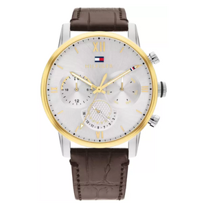Tommy Hilfiger Quartz Multifunction Silver Dial Leather Strap Watch for Men NETH1791884 - KRISHNA WATCH COMPANY