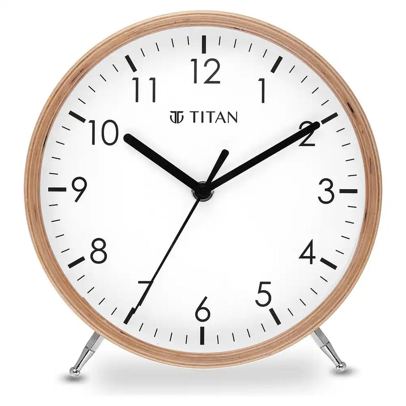 TITAN Wooden Shelf Clock with Silent Sweep T0004WA03
