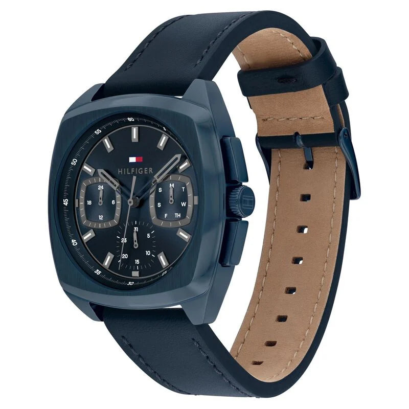Tommy Hilfiger Quartz Multifunction Blue Dial Blue Leather Strap Watch for Men TH1710558 - KRISHNA WATCH COMPANY
