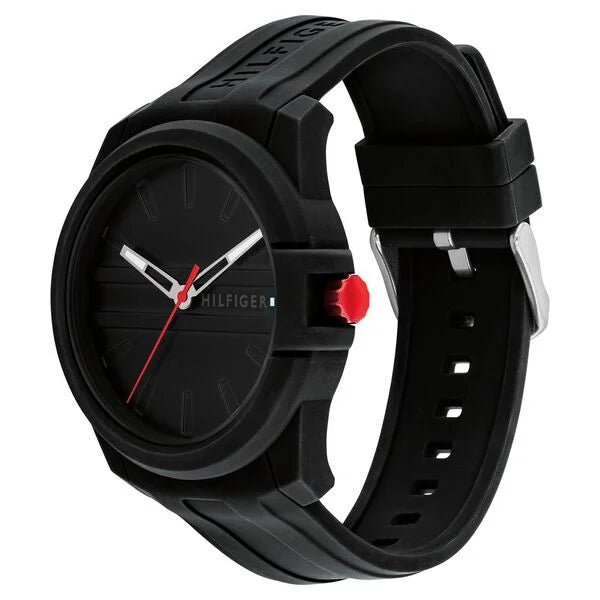 Tommy Hilfiger Quartz Analog Black Silicone Strap for Men TH1710596W - KRISHNA WATCH COMPANY