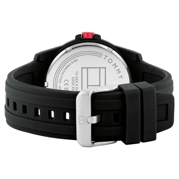 Tommy Hilfiger Quartz Analog Black Silicone Strap for Men TH1710596W - KRISHNA WATCH COMPANY