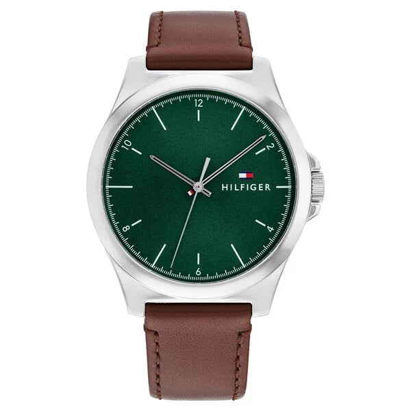 Tommy Hilfiger Quartz Analog Green Leather Strap for Men th1710602 - KRISHNA WATCH COMPANY