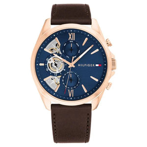 Tommy Hilfiger Multifunction Blue Dial Leather Strap Watch For Men - TH1710645 - KRISHNA WATCH COMPANY