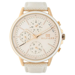 Tommy Hilfiger Quartz Analog with Day and Date Pink Dial Leather Strap Watch for Women NETH1781789 - KRISHNA WATCH COMPANY