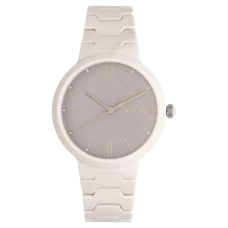 Tommy Hilfiger Quartz Analog Pink Dial Ceramic Strap Watch for Women NETH1781957 - KRISHNA WATCH COMPANY